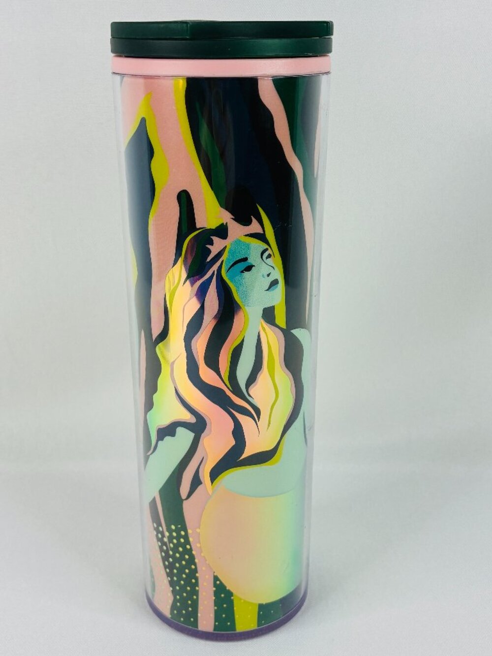 Starbucks 2024 Dichroic Siren Mermaid Print 16oz Plastic Tumbler Bottle Cup Mug